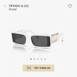 Tiffany & Co. White and Gold Rectangular Sunglasses